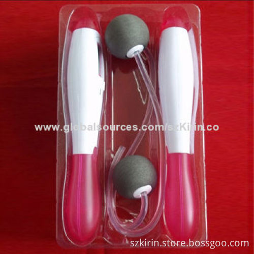 Cordless digital jumping ropes, plastic ABS case with PVC rope, 25cm in length with the ball
